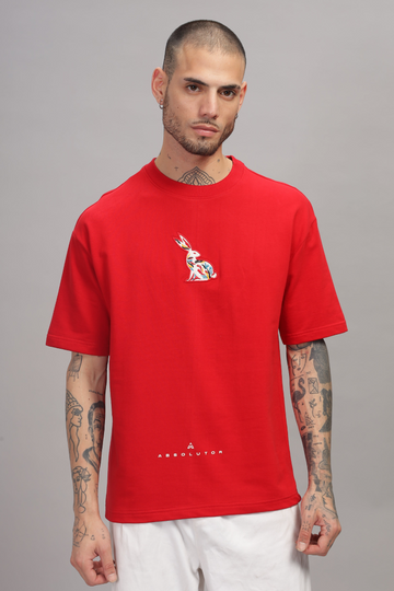 Funtastic Rabbit Oversized Red T-shirt