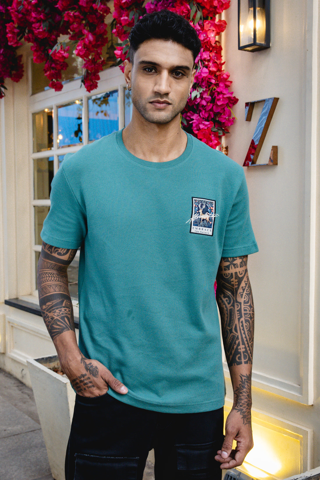 Deer Patch Regular Fit Green T shirt ( Limited Edt )